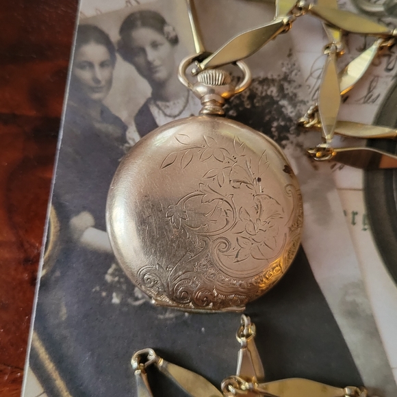 Relisted -Antique locket Myrtle MC 1901 gold watch case necklace Victorian - Picture 15 of 17